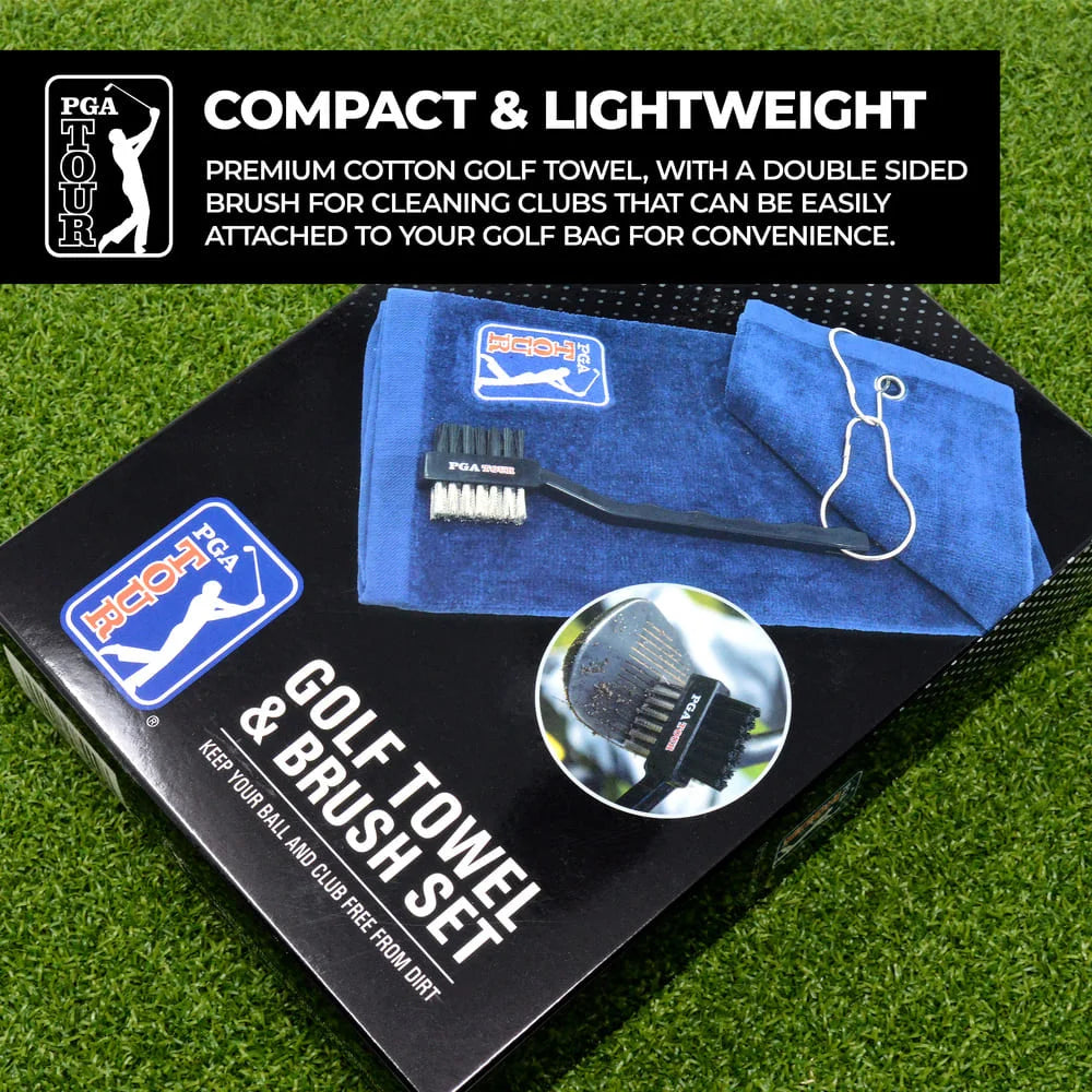PGA TOUR Golf Towel and Brush Set