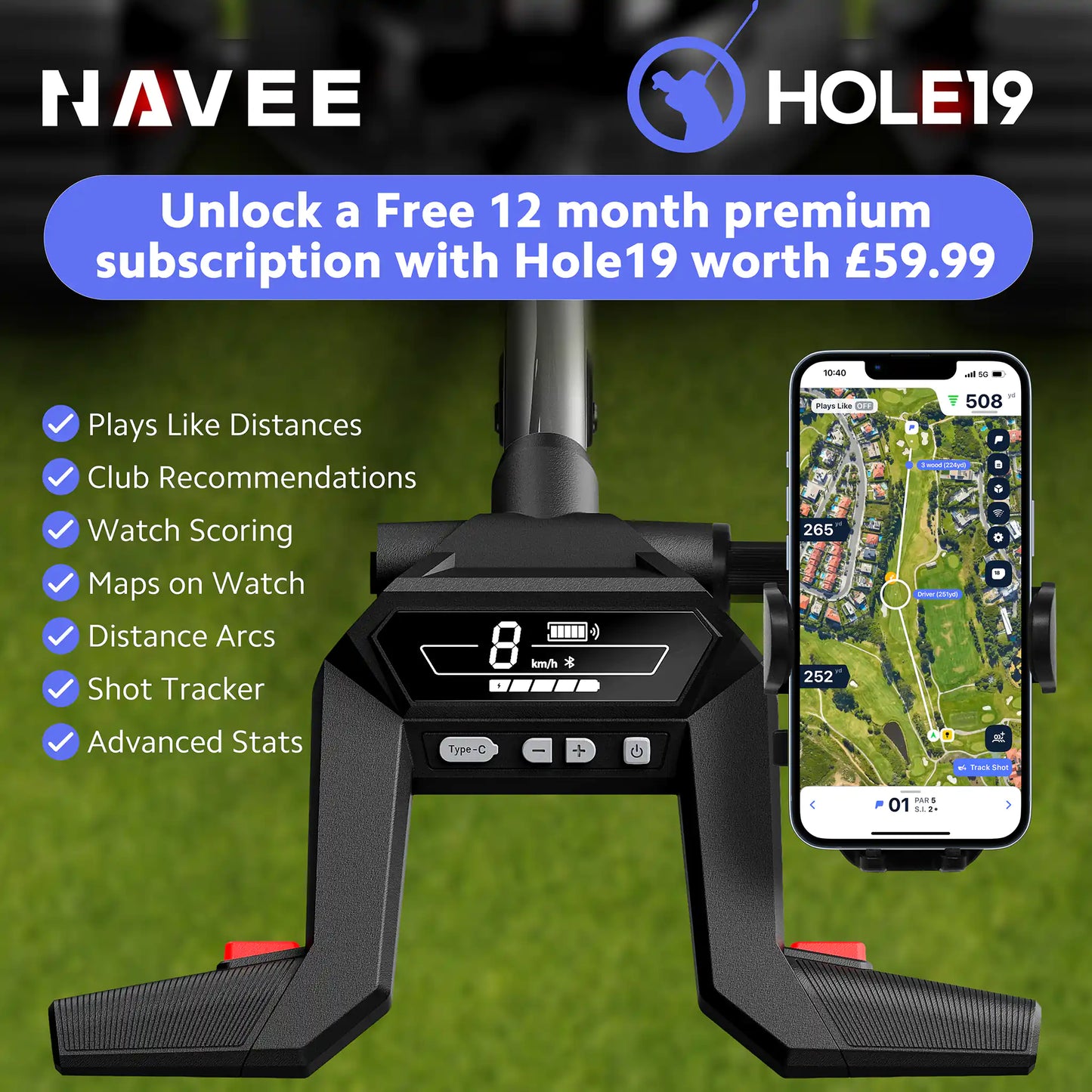 NAVEE Birdie 3X Electric Follow Golf Trolley