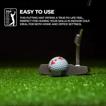 PGA TOUR 6ft Putting Mat with Collapsible Putter