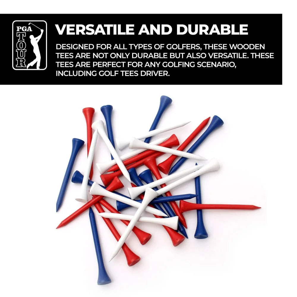 PGA TOUR 100 Wooden Golf Tees 7 cm