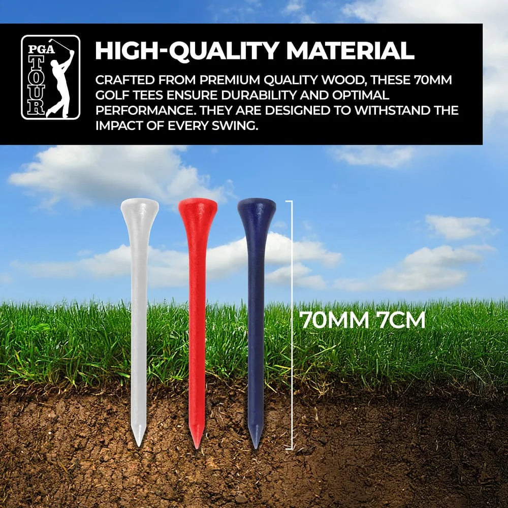 PGA TOUR 100 Wooden Golf Tees 7 cm
