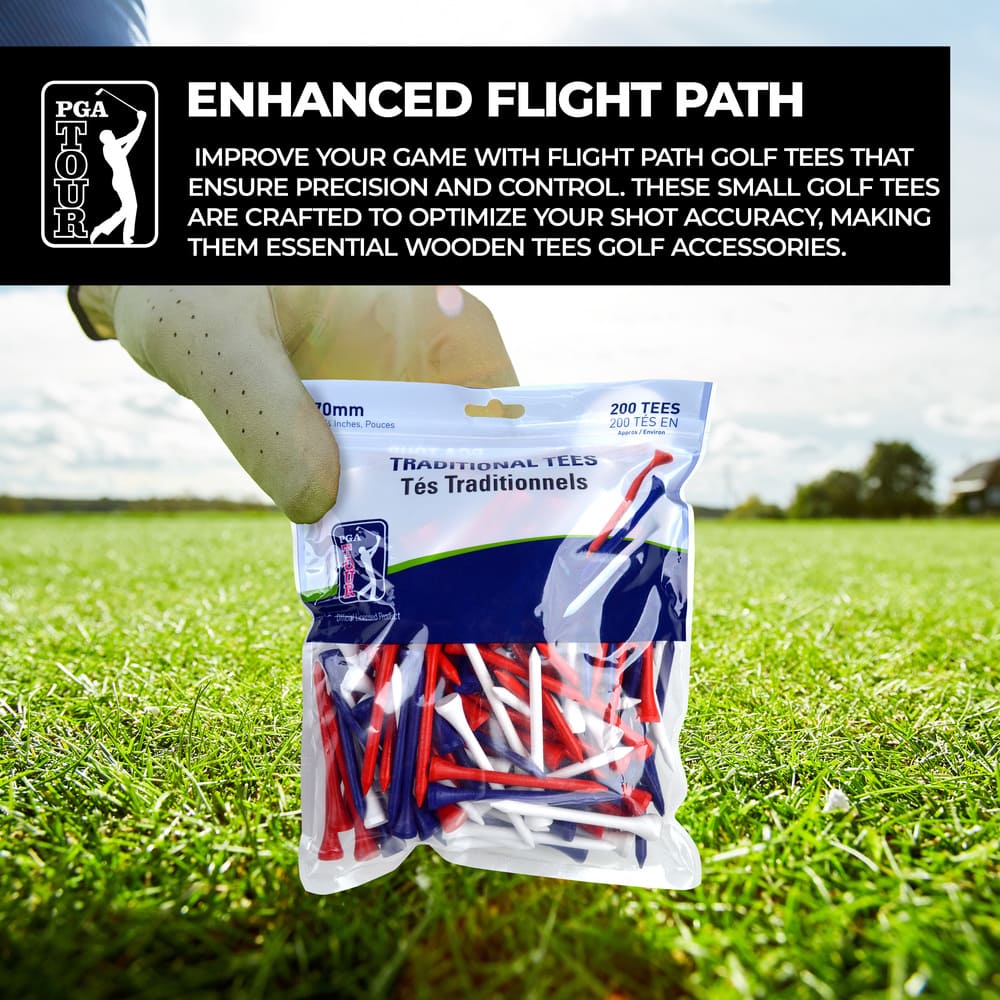 PGA TOUR 200 Wooden Golf Tees 7cm