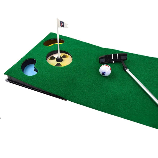 PGA TOUR 6ft Putting Mat with Collapsible Putter