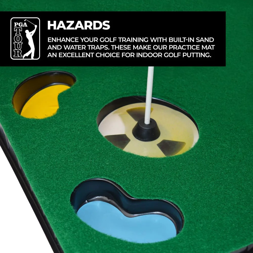 PGA TOUR 6ft Putting Mat with Collapsible Putter