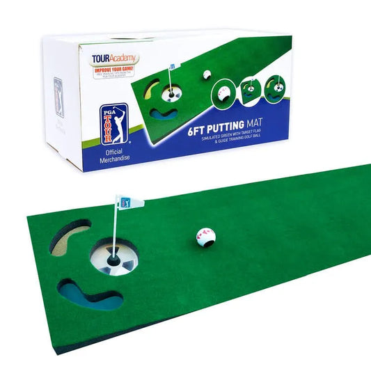 PGA TOUR 6ft Putting Mat with Guide Ball & Ball Alignment Tool