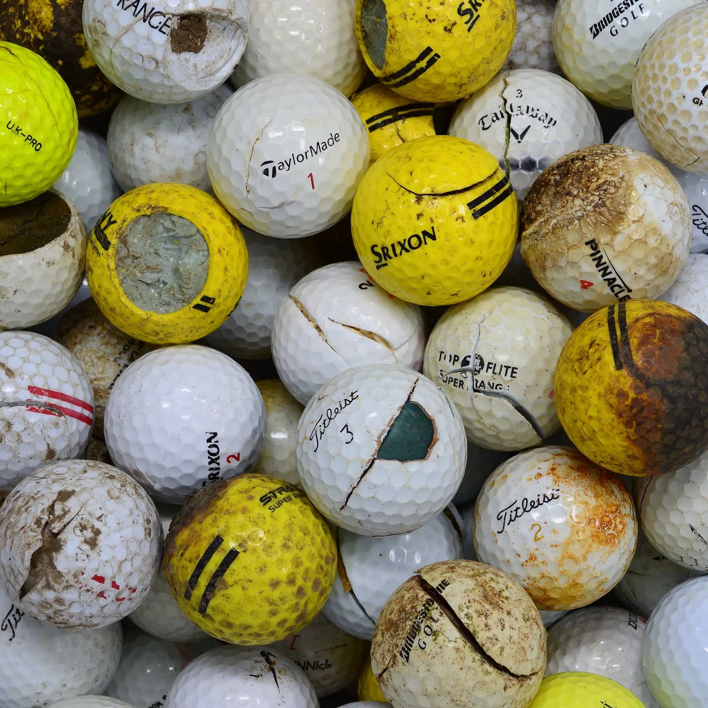 100 Worn Used Lake Balls (Splits, Nicks, Cuts)